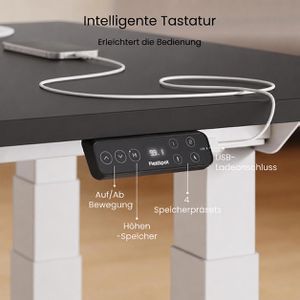 Produktbild für Schreibtisch FlexiSpot E7W Plus, schwarz / weiß
