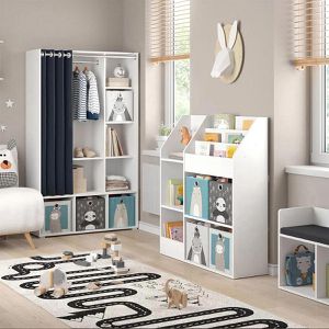Produktbild für Bücherregal Vicco Luigi, weiß, mit 4 Faltboxen
