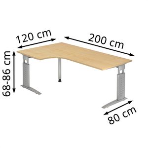 Produktbild für Schreibtisch Hammerbacher U-Serie, ahorn / silber