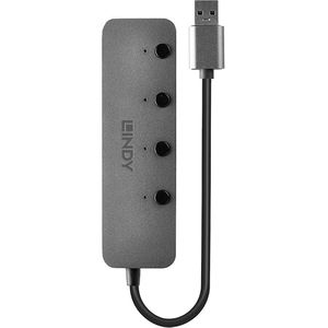 Produktbild für USB-Hub Lindy 43309, grau, mit Metallgehäuse