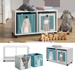 Produktbild für Bücherregal Vicco Luigi, weiß, mit 2 Faltboxen