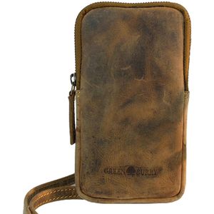 Greenburry Handytasche Vintage, 1593-25, für Handys bis 7 Zoll, antikbraun, Echt Leder