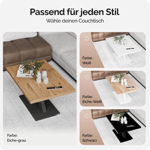 Produktbild für Couchtisch CASARIA Detroit, aus Holz, braun / grau
