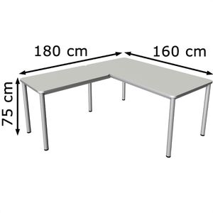 Produktbild für Schreibtisch Kerkmann Prime, lichtgrau / silber