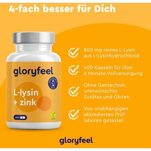 Produktbild für Lysin gloryfeel L-Lysin, 400 Kapseln