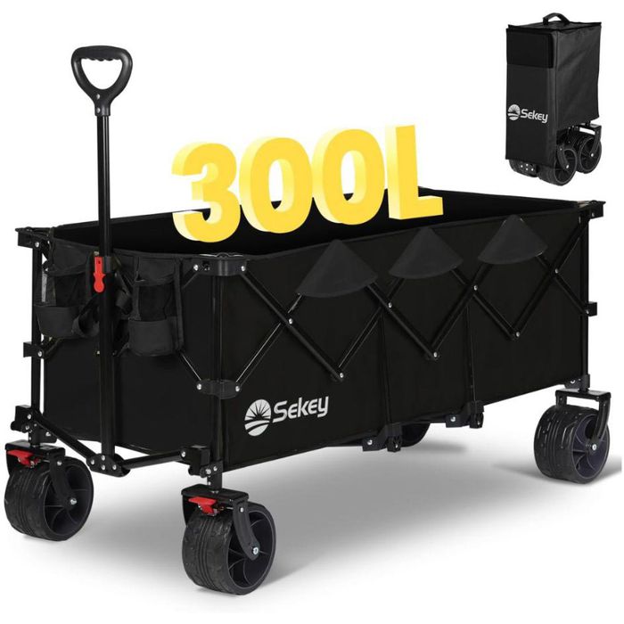 Sekey Bollerwagen XXXL FW205, faltbar, 200kg Traglast, 123 x 57 x 97cm (L/B/H), schwarz – Böttcher AG
