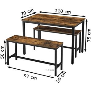 Produktbild für Esstisch Vasagle KDT070B01, braun, 3-teilig