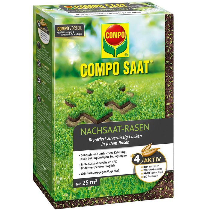 Compo Rasensamen Nachsaat-Rasen, 0,5kg fr bis zu 25m, Reparatur,  schnellkeimend  Bttcher AG