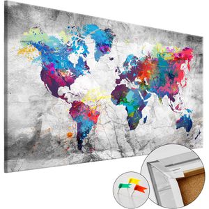 Weltkarte Artgeist World Map Grey Style, mit Holzrahmen