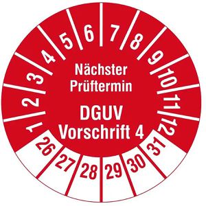 Prüfplaketten Böttcher-AG DGUV Vo4, nächster Prüftermin