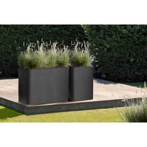 Produktbild für Pflanzkasten Florus Jive Quadrat Hoch Stripe 40 anthrazit
