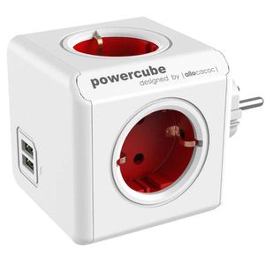 Produktbild für Steckdosenwürfel allocacoc PowerCube, weiß / rot