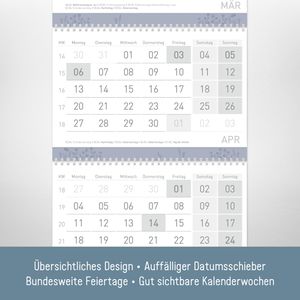 Produktbild für 3-Monatskalender Häfft 9994-0, Fine Flowers, Ferienübersicht