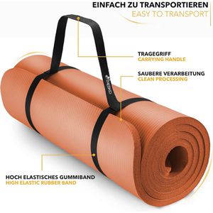 Produktbild für Yogamatte Tresko mit Tragegurt, orange, 1 cm stark