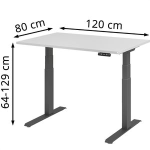 Produktbild für Schreibtisch Hammerbacher XDKB 12, lichtgrau / graphit