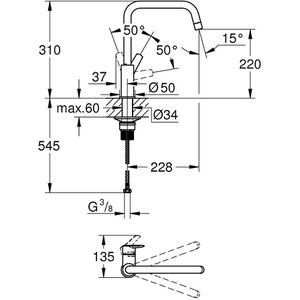 Produktbild für Küchenarmatur GROHE Start 30470000, chrom