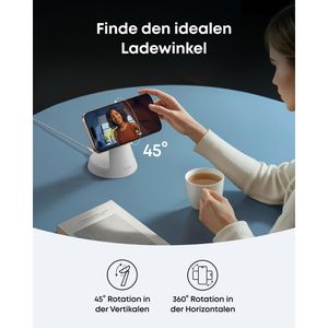 Produktbild für Ladestation Anker MagGo 3in1 Ständer Qi2, mit Magsafe, weiß