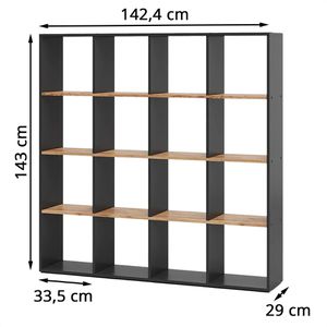 Produktbild für Bücherregal Vicco Karree, anthrazit / eiche