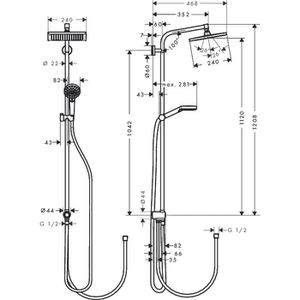 Produktbild für Duschsystem hansgrohe Crometta E 240, verchromt