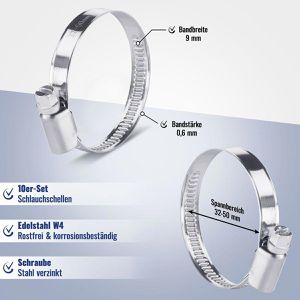 Produktbild für Schlauchschelle Poppstar 1011298, W4, 32 - 50mm