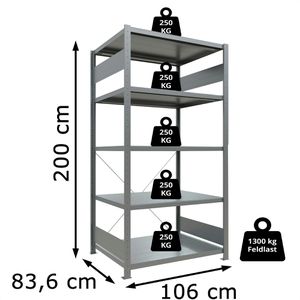 Produktbild für Schwerlastregal Schulte 12980, 5 Metallböden