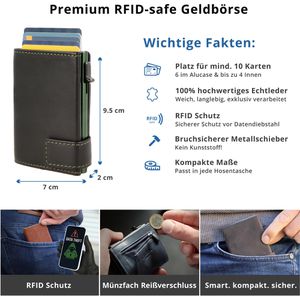 Produktbild für Kreditkartenetui SecWal Echt Leder grün/schwarz, für 10 Karten