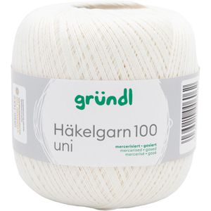 Gründl Häkelgarn 813-102 Häkelgarn 100, creme, 100 g / 566 m, Nadelstärke 1.5-2, 100% Baumwolle