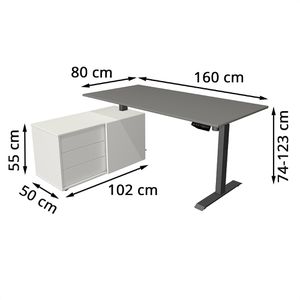 Produktbild für Schreibtisch Kerkmann Move 1, 2168, graphit, mit Sideboard