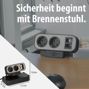 Produktbild für Tischsteckdose Brennenstuhl Estilo Duplex, mit 2m Schuko Kabel