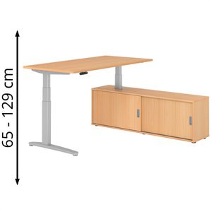 Produktbild für Schreibtisch Hammerbacher XBHM, 30234, buche, mit Sideboard