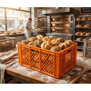 Produktbild für Eurobox Alutec Bäckerkiste, orange, 64 Liter, lebensmittelecht