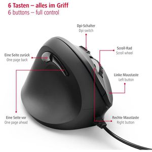 Produktbild für Maus Hama EMC-500 Vertikale Kabelmaus, 182698