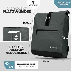Produktbild für Gepäckträgertasche Radgeist RG-BPD-BL-33, schwarz, 20 Liter