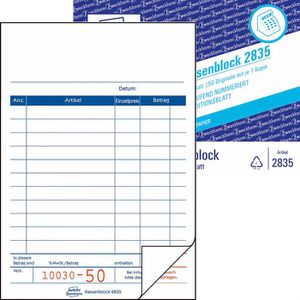 Produktbild für Kassenblock Zweckform 2835, 10 x 16 cm