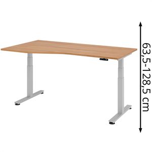 Produktbild für Schreibtisch Hammerbacher XDSM 18, nussbaum / silber
