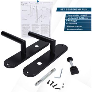 Produktbild für Drückergarnitur Alpertec Conte WC, schwarz