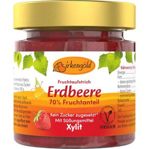 Birkengold Fruchtaufstrich Erdbeere, mit Xylit, 70% Frucht, ohne Zuckerzusatz, 200g