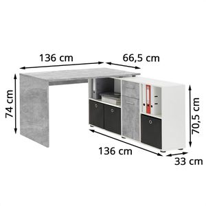 Produktbild für Schreibtisch FMD-Möbel Lex, 353-001, beton / weiß