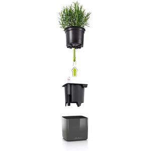 Produktbild für Übertopf Lechuza CUBE Glossy 14,anthrazit hochglanz,14x14x14cm