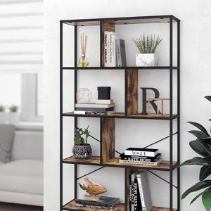 Produktbild für Bücherregal Vicco Fyrk, schwarz / dunkelbraun