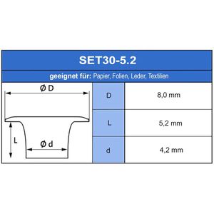 Produktbild für Ösen Eisenthaler SET30-5.2mm für Ösenpresse ET-30