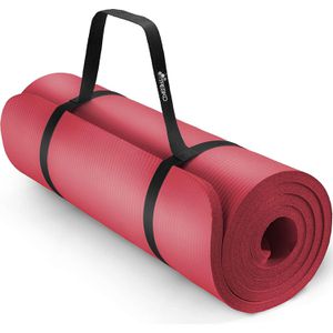 Produktbild für Yogamatte Tresko mit Tragegurt, rot, 1,5 cm stark
