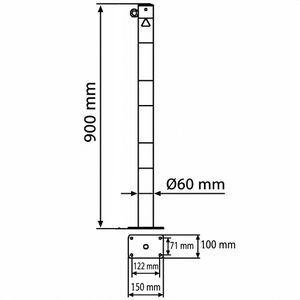 Produktbild für Absperrpfosten Schake 460PBG/1, 1 Öse, schwarz/gelb, Metall
