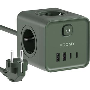 Steckdosenwürfel Voomy Power Cube S7, mit Schalter, grün