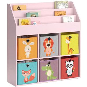 Produktbild für Bücherregal Vicco Luigi, rosa, mit 6 Faltboxen