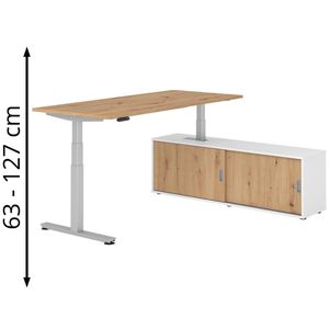 Schreibtisch Hammerbacher XDSM, 29801, asteiche, mit Sideboard