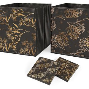 Produktbild für Bücherregal Vicco Ludus, schwarz, mit 2 Faltboxen