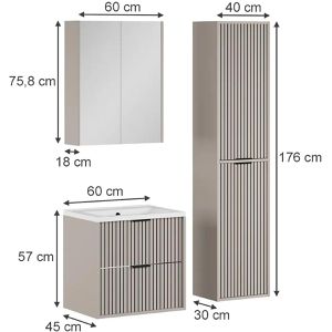 Produktbild für Badmöbel-Set Vicco Ruford, cashmere, 3-teilig