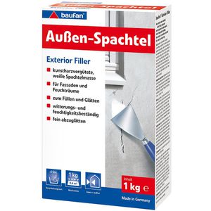 Baufan Spachtelmasse 101346, Außenspachtel, weiß, für Fassaden, Innen- und Außenbereich, 1kg