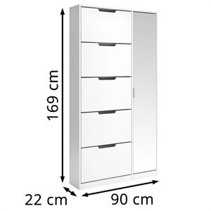 Produktbild für Schuhschrank Vicco Luca, weiß, mit Spiegelschrank
